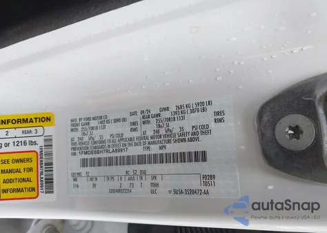 2024 Ford Bronco Outer Banks z USA, uszkodzony, nr VIN 1FMDE8BH7RLA89917